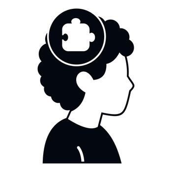 persona pensamiento, resolviendo rompecabezas problema, hallazgo solución vector