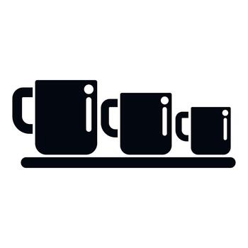 Mugs in decreasing size representing comparison concept vector