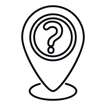 Location pin showing unknown destination or help query vector