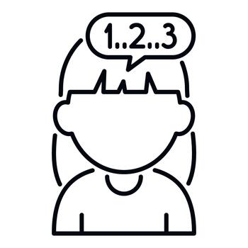 Child counting numbers in speech bubble icon vector