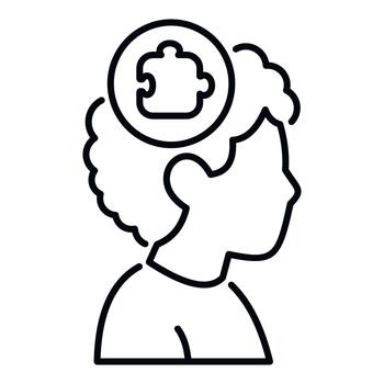 Person thinking finding missing puzzle piece solution vector