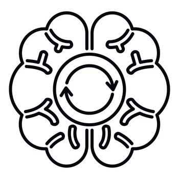 Brain with arrows creating a mental refresh loop vector