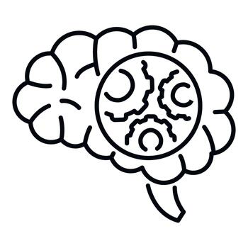 cerebro con engranajes representando pensando proceso y mecanismo vector