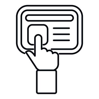 Hand touching screen button on a digital interface vector