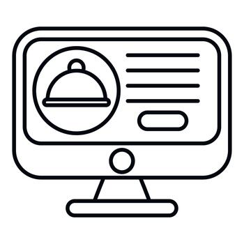 computadora pantalla mostrando en línea comida ordenando interfaz icono vector