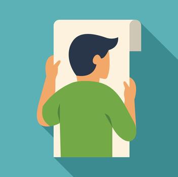 Man reading document and planning new project vector