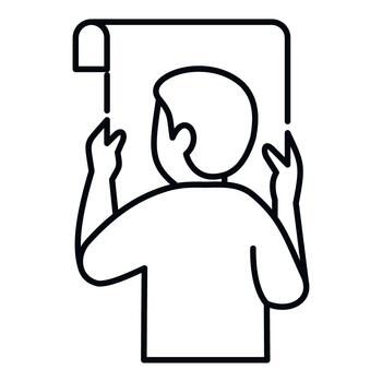 Man viewing architectural blueprint plan for project development vector