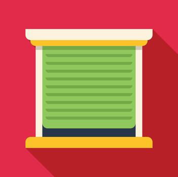 Green roller shutter on a red background with long shadow vector