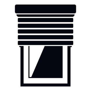 Window with partially drawn blinds abstract icon vector