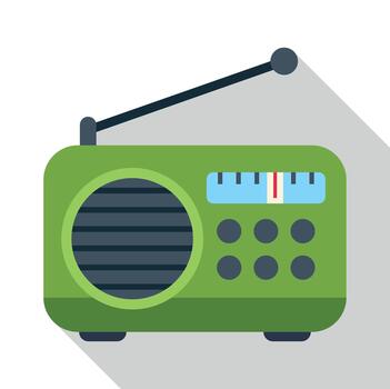 Green retro portable radio tuning broadcast music vector