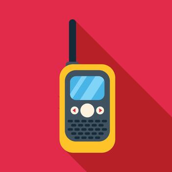 Walkie talkie radio transmitting signal flat design icon vector