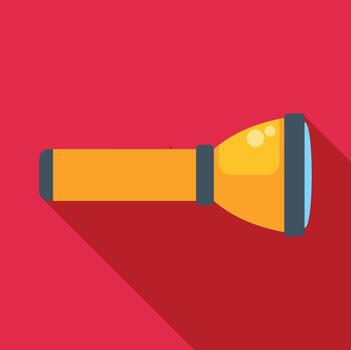 Flashlight illustration illuminating a dark red background with shadow vector