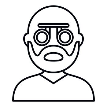 Man getting eye vision test with phoropter tool vector