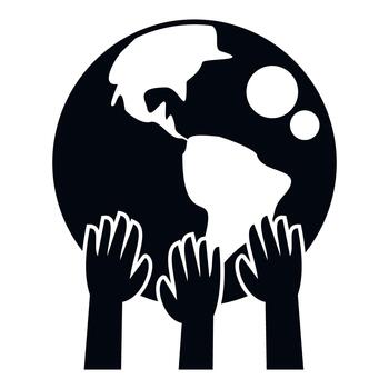 Hands holding planet earth representing global unity vector