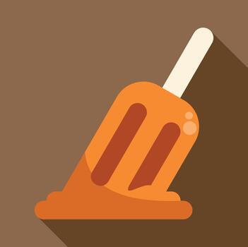 Orange popsicle melting on surface creating sweet mess vector