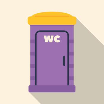 Portable wc toilet restroom icon with long shadow vector