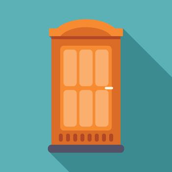 Portable toilet structure icon with long shadow vector