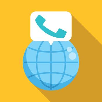 Globe with receiver symbol showing global communication vector