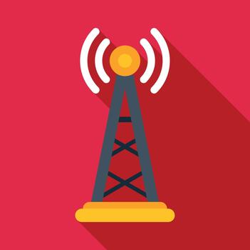 Communication tower transmitting network signal waves icon vector