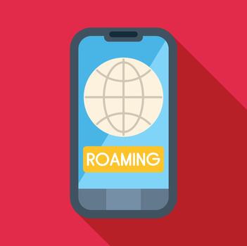 Smartphone screen displaying global network with roaming indication vector