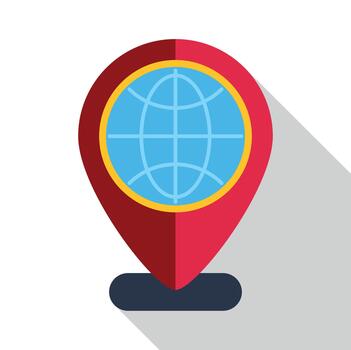 Map pointer showing global location and navigation vector
