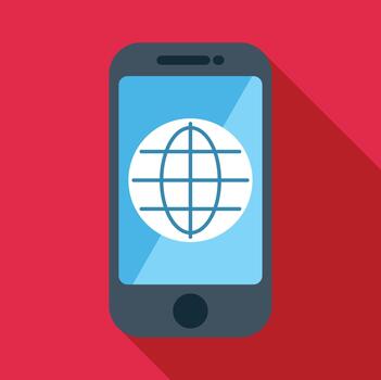 Smartphone showing global network internet connection concept vector