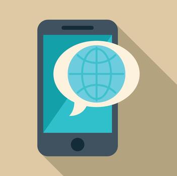 Smartphone with globe icon on speech bubble vector