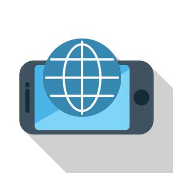 Smartphone with global internet network connection concept vector