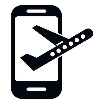 Smartphone with airplane icon showing flight booking app vector