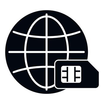 Global network roaming with a sim card icon vector