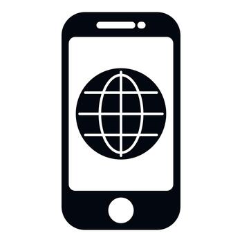 Smartphone globe icon representing web internet access vector