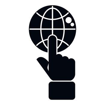 Hand touching global network for worldwide connection vector