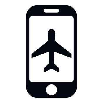 teléfono inteligente mostrando avión icono para vuelo modo ajuste vector