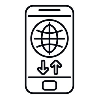 Smartphone with global data transfer upload download concept vector