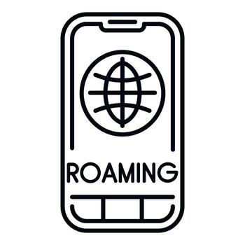 Smartphone showing global roaming network connection icon vector