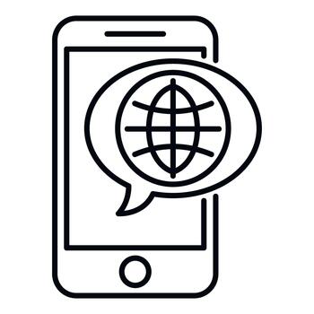Smartphone with global chat message icon illustrating communication vector