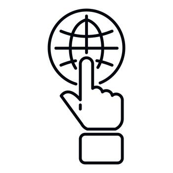 Hand clicking on a global internet network icon vector