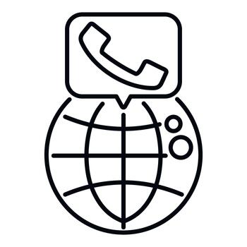 Globe with phone call symbol representing global communication vector
