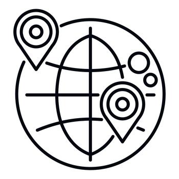 globo con ubicación marcadores contorno icono diseño vector