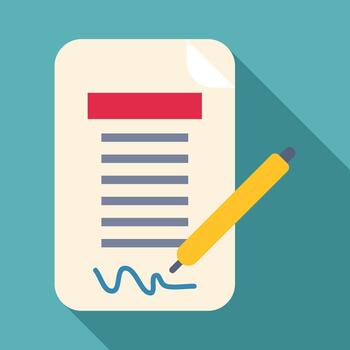 Signing document icon concept with pen and signature vector