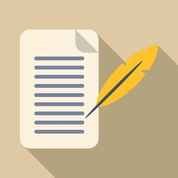 Writing document with quill pen flat icon vector