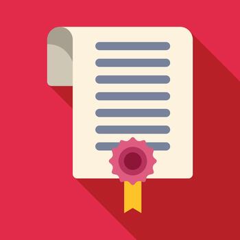 Diploma certificate scroll with official seal icon vector