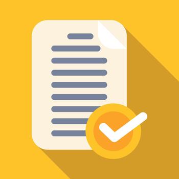 Document with check mark approving an agreement vector