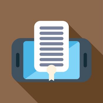 Smartphone displaying digital document with official seal vector