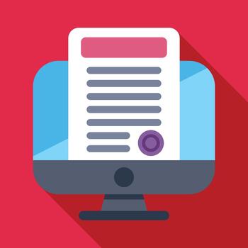 Digital document appearing on computer screen concept vector