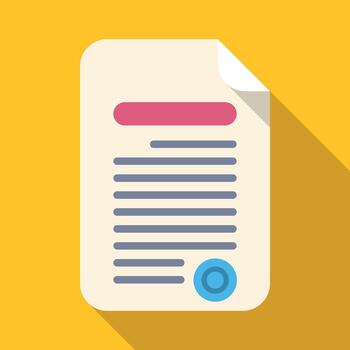 Document paper with text lines and blue stamp vector