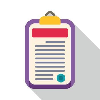 Clipboard document with information and official seal vector