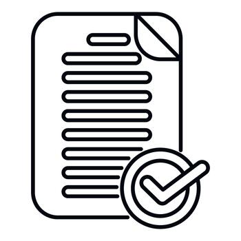 Document page with check mark icon completing agreement vector