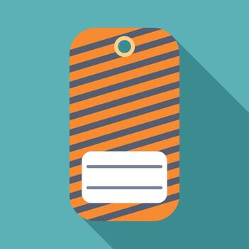 equipaje etiqueta ilustración con a rayas modelo y texto campo vector