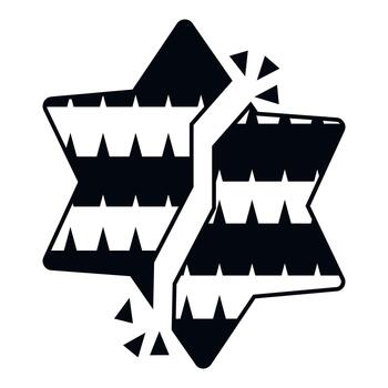 Star of david fracturing, symbolizing conflict and division vector